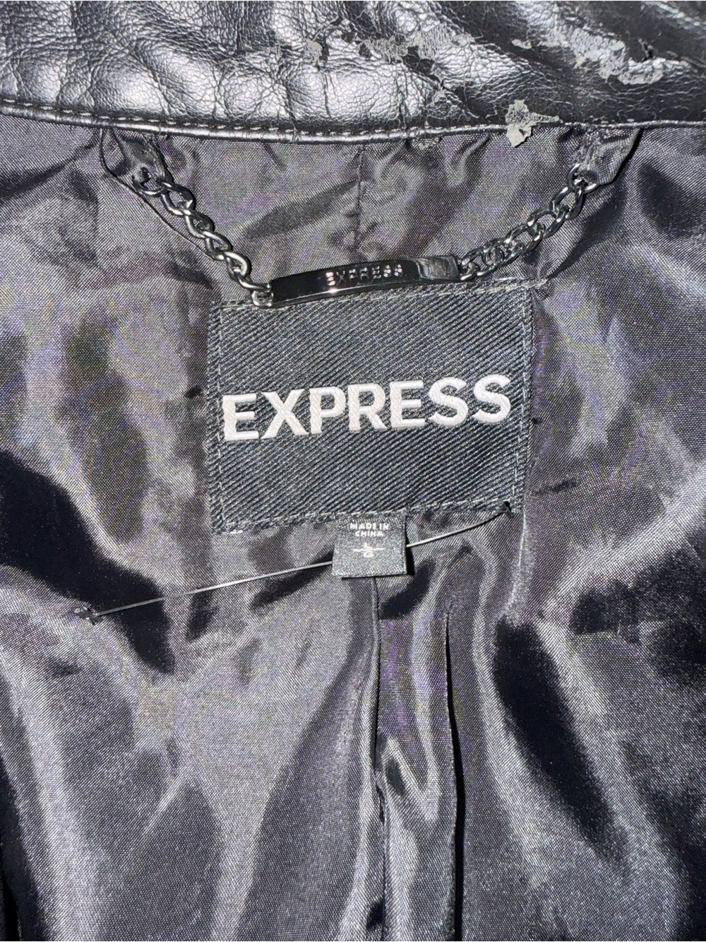 Express Black Leather Jacket – Size Large - Picture 9 of 9